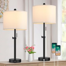Table Lamp for Bedroom Set of 2, 23" to 30" Height Adjustable Bedside Lamp wi...
