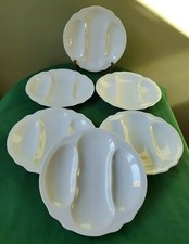 6 Anciennes Assiettes à Asperges blanches Porcelaine Limoges Ahrenfeldt de 1920
