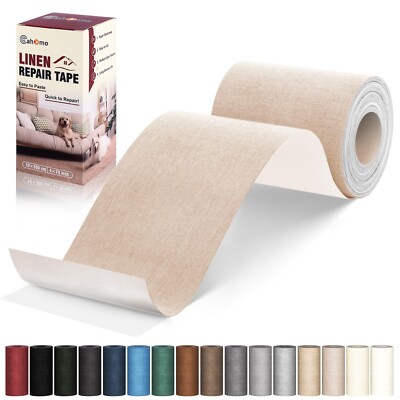 Linen Repair Tape 4x79 inch, Self Adhesive Linen Fabric Patches- Beige