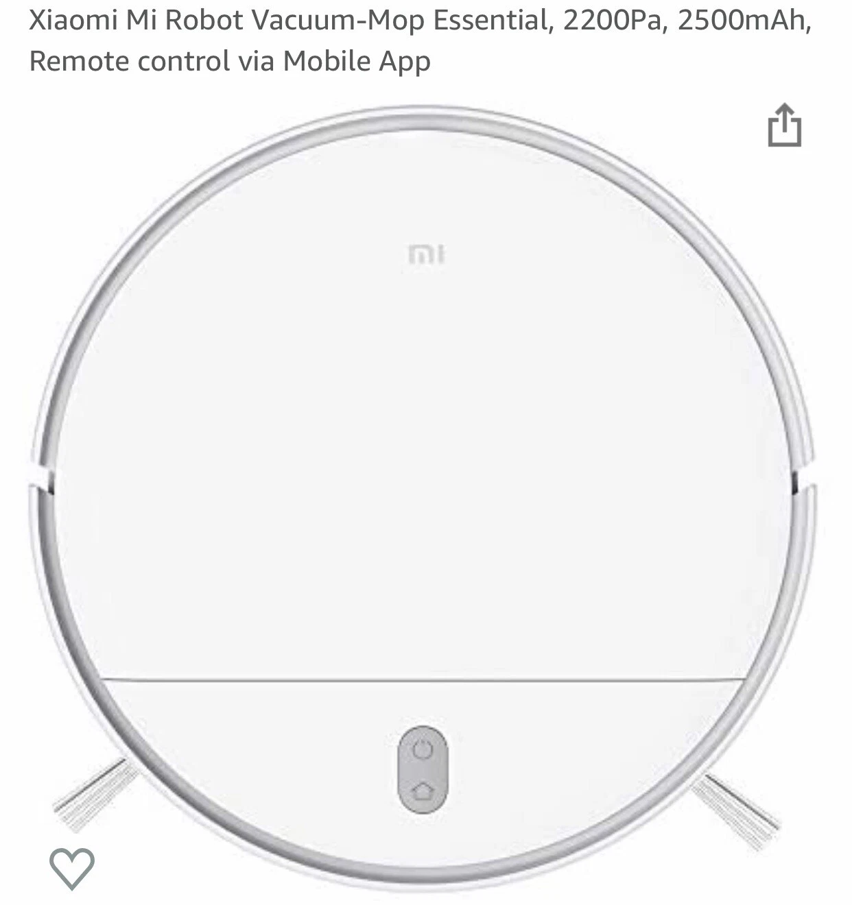 XIAOMI MI ROBOT VACUUM CLEANER MOP ESSENTIAL CLEANER APP SUPPORT 2 PIN CHARGER