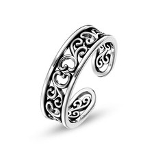 925 Sterling Silver Jewelry Antique Flower Open Adjustable Toe Ring for Women