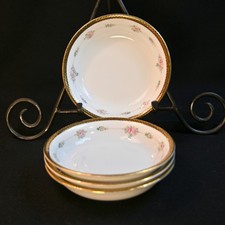 Noritake 4 Coupe Fruit Dessert Bowls Hand Painted Roses Laurel Gold 1918-1931