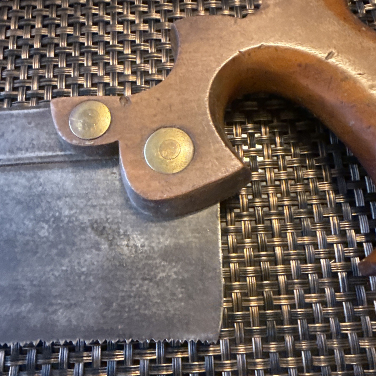 Vintage Spring Steel Warranted Saw With Wooden Handle