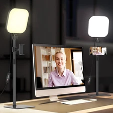 Video Conference Lighting, 180 LED Video Light with 3 Color & 5 Brightness & Tim