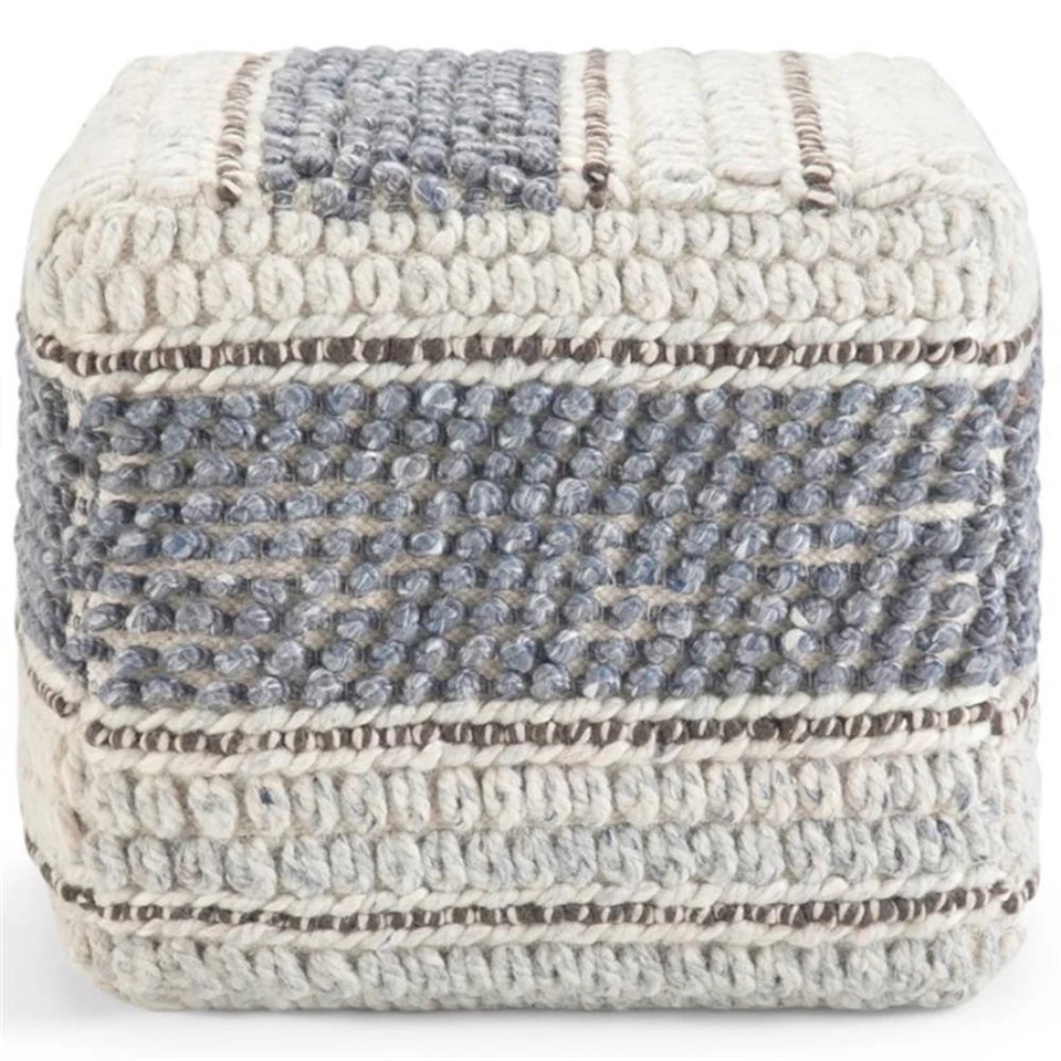 Trent Home Boho квадратный пуф синий и натуральный ручной ткацкий станок - Изображение 3 из 4