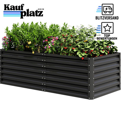 Hochbeet aus Metall 180x60x90 cm Pflanzkasten für Garten und Balkon