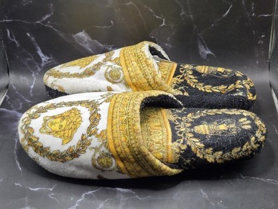 GUC Versace ''I   Baroque'' Slippers Gold Yellow White Authentic 