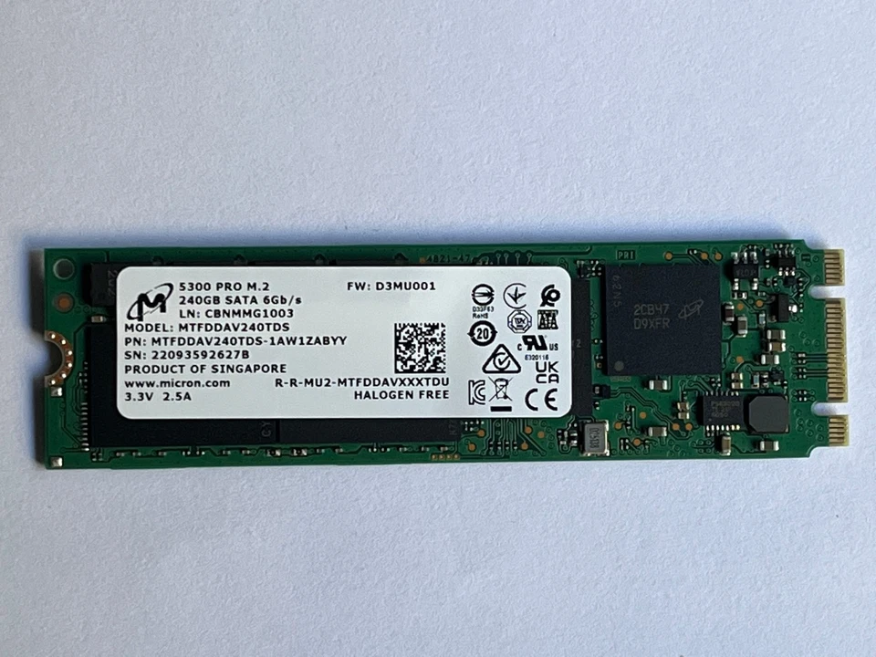 Micron 5300 PRO 240GB M.2 2280 6Gb/s SATA MTFDDAV240TDS-1AW1ZABYY NGFF SSD - Image 3 of 4