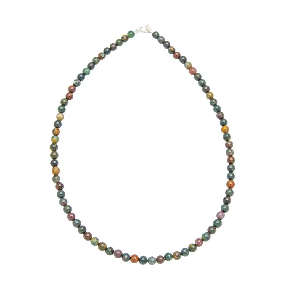 Collier jaspe sanguin pierres boules 6mm bijoux en pierres naturelles vertes et rouges