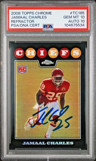 2008 Topps Chrome Jamaal Charles Rookie Refractor PSA 10 Auto 10 POP 1 Chiefs RC