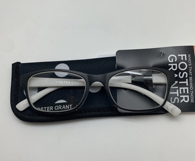 Foster Grant Lucille Reading Glasses Ladies Black White Polka Dots & Case New