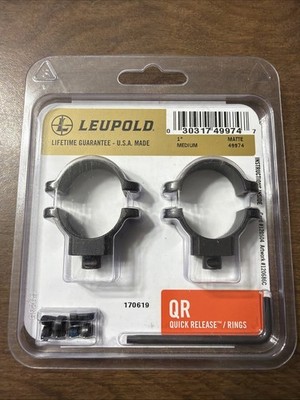 NOS DISCONTINUED Leupold QR Quick Release Medium Gloss 1  Scope Rings 49973