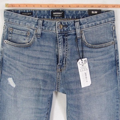Herrens SuperDry 03 TYLER Slim Gerades Bein Elasthan Blau Jeans W30 L30