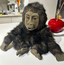 Fao Schwarz 12  Plush Baby Gorilla Flocked Face Hands Feet Realistic Ape