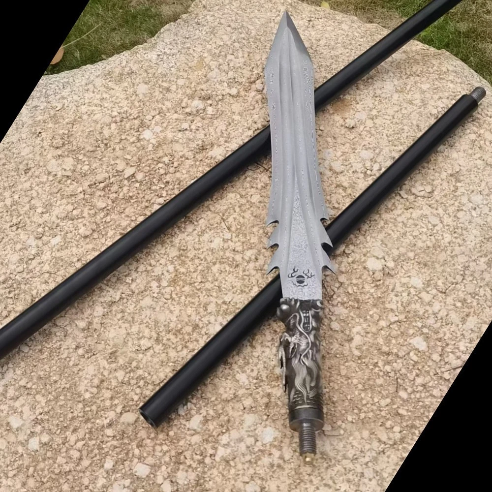 Japanese Long Yari Spear Sharp Damascus Steel Spearhead Sword
