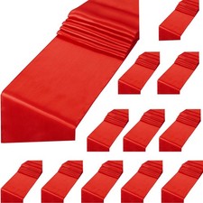 12 Pack Red Satin Table Runner 12x108 Inch Long Silk Smooth Wedding Banquet
