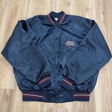 Vintage 80s/90s Bud Light Satin Snap-Front Jacket Made in USA