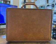 VTG Hartmann Luggage Briefcase Light Brown Leather, Brass Locks VG Condition