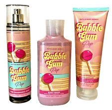 BUBBLE GUM POP FRAGRANCE MIST  CREAM  BODY WASH  GIFT WRAP BATH BODY WORKS X3