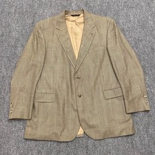 Jos A Bank 100 Wool 46R Brown Herringbone Mens Plaid Blazer Suit Jacket Coat