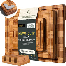 3 Pack Heavy Duty Bamboo Cutting Board Set Non Toxic Wooden Cutting Board for Ki