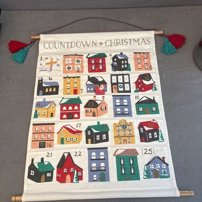 Countdown To Christmas Advent Calendar Canvas 31.5X27 Paper Source 100% Cotton