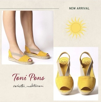 TONI PONS Womens Yellow Suede Espadrille Sandal Sz 10/ 41