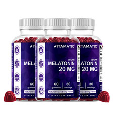 Vitamatic Melatonin 20mg Gummies , 30 Servings 60 Gummies Pack of 3