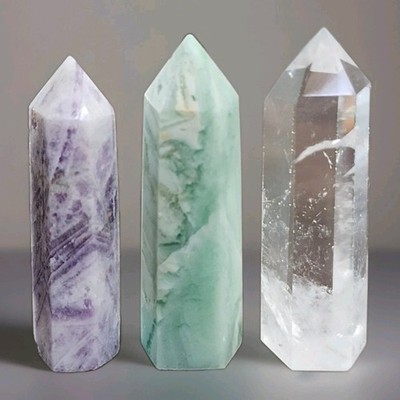 3 Towers Clear Quartz, Tiffany Stone, & Green Opalized Fluorite - USA