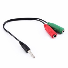 Gold Plated 3.5mm Headphone Mic Audio Y Splitter Cable 1 Male to Dual Female