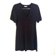 Madewell | Women’s Black V Neck Button-Front Short Sleeve Mini Dress Size M