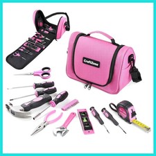 Pink Tool Set,Tool Bag for Women with Shoulder Strap,Basic Tool Kit,21Pcs,Too...