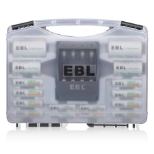 EBL Black Batteries Box Include : Rechargeable 8 AA Batteries + 4 AAA Batteri...