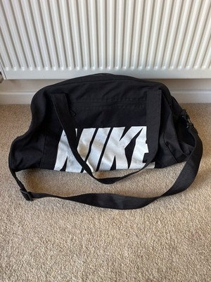 Nike Duffle Gym Bag Black White Logo Sports Shoulder Holdall