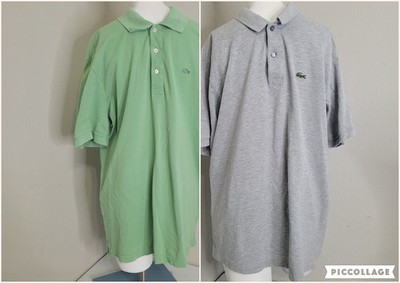 Lacoste size 6 polo lot 2 Vintage Washed green alligator logo short sleeve gray