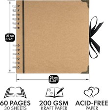 New Scrapbook Album 60 Pages 8 x 8 Inch Brown Photo Album Scrap Book