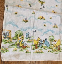 Vtg Toddle Time SESAME STREET Receiving Blanket BIG BIRD Cookie Monster READ