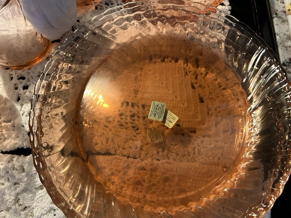 Arcoroc ~ Rosaline ~ 粉色漩涡 ~ 38 件 套装 ~ 玻璃 ~ 水晶 ~ 法国 — 第 3/4 张图片