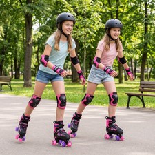 Kids Roller Skates w/Light-up Wheels, Safety Protection for Beginners Ages 9-14