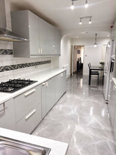 Modern Grey/White High Gloss Kitchen Units Set 8 Base & Wall, 3 Drawers