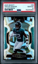 2025 PANINI SELECT TRAVIS HUNTER #28 SILVER PRIZM RC PSA 10