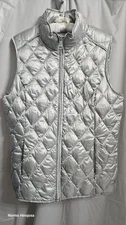 Calvin Klein Silver Quilted Puffer Vest XL With Pockets