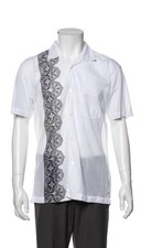 Comme Des Garcons Nylon Graphic Print Button Down Shirt White Black Mens Medium