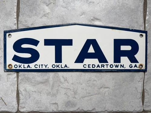 Vintage Star Porcelain Sign Oklahoma Georgia Penn Iowa California Oil Pipeline