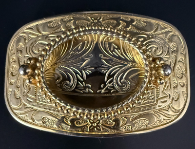 #ad #ad Vintage Western Etched Gold Belt Buckle w Frame 3.25quot; L $14.99