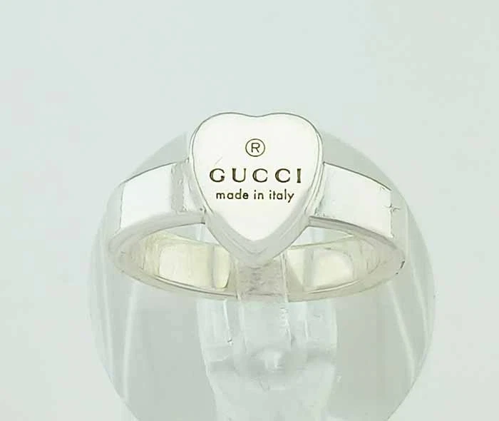 ANILLO GUCCI CORAZÓN SÓLIDO PLATA ESTERLINA .925 SÓLIDA - HECHO EN ITALIA Foto 2 de 4