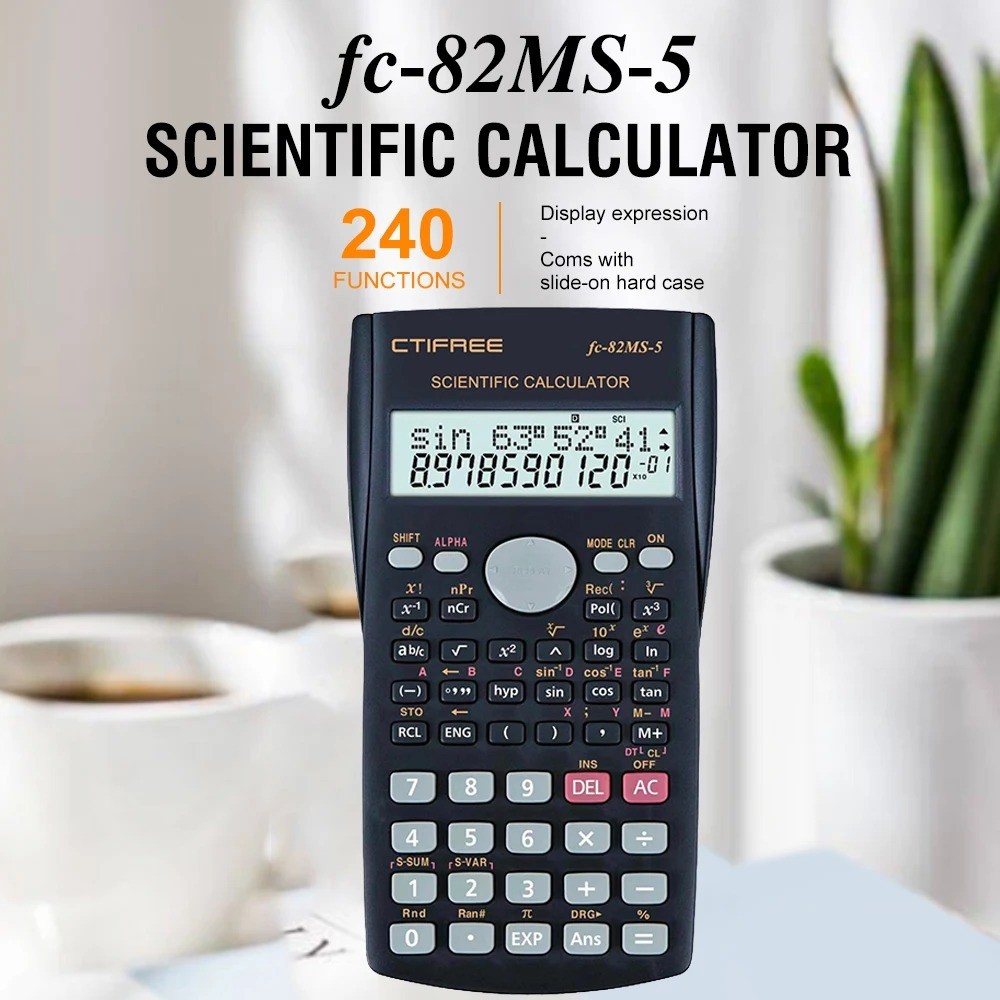 Scientific Calculator with LCD Display, 240 Functions, Portable and Durable-image