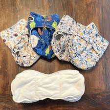Imagine  unbranded dinosaur themed cloth diaper covers x4 plus 6 inserts
