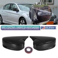 Carbon Fiber Blk Rear View Side Mirror Cover Trim Cap For Honda Accord 2008-2017