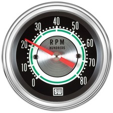 Stewart Warner Green Line Tachometer 0-8000 3 38 Dia Black Face 531cc